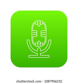 Studio microphone icon green vector isolated on white background