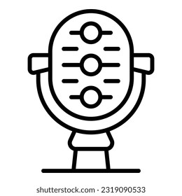 Studio microphone icon outline vector. Dj piano. Audio instrument