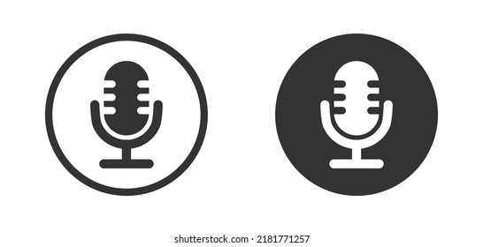 Studio microphone icon. Retro microphone. Podcast symbol. Flat vector illustration.