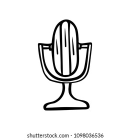 Studio microphone illustration. Vector doodle microphone. Hand drawn sketch isolated on white background. 
