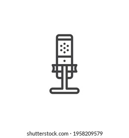 Studio microphone line icon. linear style sign for mobile concept and web design. Voice recording microphone outline vector icon. Symbol, logo illustration. Vector graphics