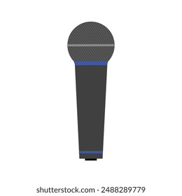 Studio microphone for recording music and podcasts, TV shows, flat image, cartoon style, professional voice recording equipment. 