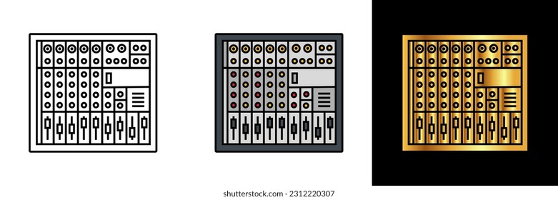 Icono de la Consola de mezclado de estudio que representa el arte y la precisión de la mezcla y producción de audio en estudios profesionales.