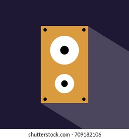 Studio music speaker flat icon vector with shadow, electronic equipment illustrator.