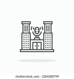 Studio Office Podcast Building line icon. Editable stroke and pixel perfect. Can be used for digital product, presentation, print design and more.