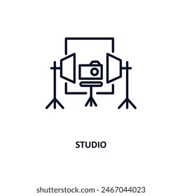 studio outline icon.  Thin line icon from cinema collection. Editable vector isolated on white background