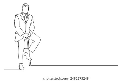 studio photo of business man sitting on chair.single line vector illustration.one continuous line drawing