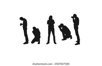 Studio Photographer with Camera Silhouette. People and professions concept vector