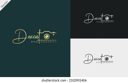 Studio Photography logo template vector. signature logo concept.