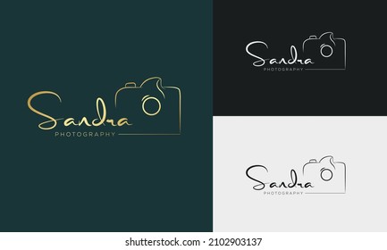 Studio Photography logo template vector. signature logo concept.