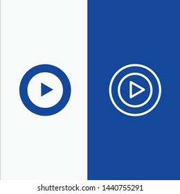 Studio, Play, Video, mp4 Line and Glyph Solid icon Blue banner Line and Glyph Solid icon Blue banner