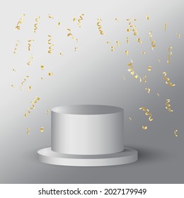 Studio podium platform. Business abstract presentation concept. Round pedestal stand. Vector illustration. Stock image.