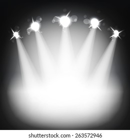 Studio with a podium and spotlights vector grey show light art