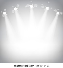 Studio with a podium and spotlights vector grey show light art