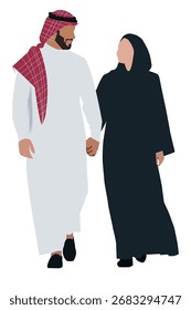 Studio Portrait, couple standing on white background, Arab standing, people, Studio Portrait of Arab couple, looking away, man, arab woman, saudi arabia