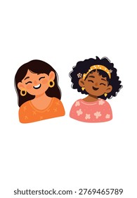 studio portrait of smiling girls from different backgrounds