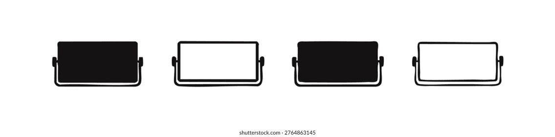 Studio Reflector Panel Icons. Hand Drawn Lighting Equipment Symbols. Photography Light Board Vector Illustration.