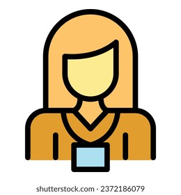 Studio reporter icon outline vector. Press news. Video interview color flat