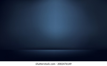 Studio room in dark blue background with copy space,Luxury gallery empty room, Abstract minimal design use for backdrop shooting for products presentation for promotion or Sales 