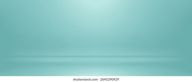 Studio room green mint background with lighting well use as Business backdrop, Template mock up for display of product, Vector illustration