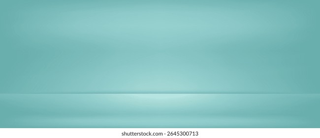 Studio room green mint background with lighting well use as Business backdrop, Template mock up for display of product, Vector illustration