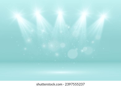 
La sala del estudio está iluminada por focos. Las linternas iluminan el espacio vacío.