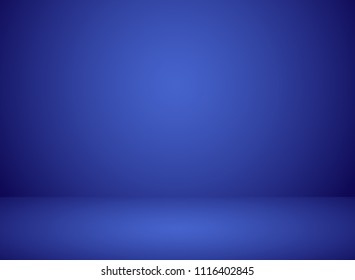Studio room interior blue color background with lighting effect. Vector illustration