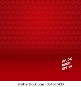 Studio room mock up abstract chinese new year background vector design in red circle design