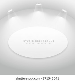 studio room with oval picture frame