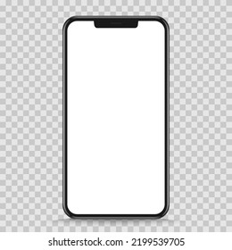 Studio shot of Smartphone with blank white screen for Infographic Global Business. Front View Display. Stock royalty free vector illustration. PNG