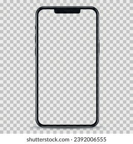 Studio shot of Smartphone with blank white screen for Infographic Global Business . Front View Display.Vector illustration. PNG	