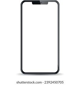 Studio shot of Smartphone with blank white screen for Infographic Global Business. Front View Display. Vector illustration. PNG