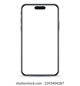 Studio shot of Smartphone with blank white screen for Infographic Global Business. Front View Display. Vector illustration. PNG