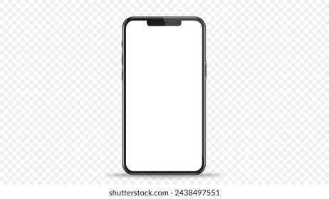 Studio shot of Smartphone with blank white screen for Infographic Global Business . Front View Display.Vector illustration. PNG	