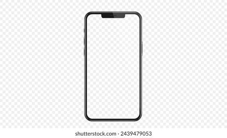 Studio shot of Smartphone with blank white screen for Infographic Global Business . Front View Display.Vector illustration. PNG	