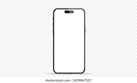 Studioaufnahme des Smartphones mit leerem weißem Bildschirm für Infographic Global Business . Vorderansicht Display.Vector Illustration. PNG	