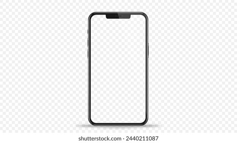 Studio shot of Smartphone with blank white screen for Infographic Global Business . Front View Display.Vector illustration. PNG	