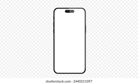 Studio shot of Smartphone with blank white screen for Infographic Global Business . Front View Display.Vector illustration. PNG	