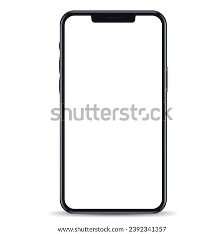 Studio shot of Smartphone with blank white screen for Infographic Global Business. Front View Display. Vector illustration. PNG	