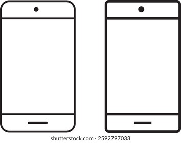 Studio shot of Smartphone iphone with blank white .screen isolated on white background.

