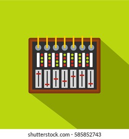 Studio sound mixer icon. Flat illustration of studio sound mixer vector icon for web isolated on lime background