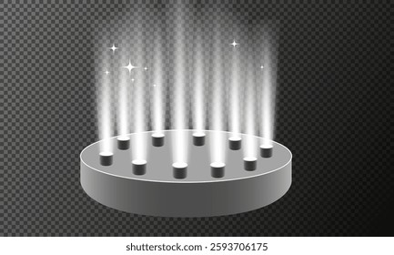 Studio spotlight beams. Concert spotlight lighting. Lighting coming from the stage. Bright beams of light
