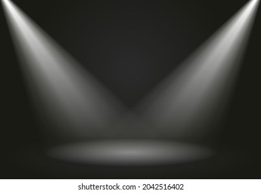 Studio spotlights on dark background. Vector file