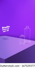 Studio table background.Vector,vivid purple gradient product display block wall.mockup for display of design.Vertical Banner for advertise product.16 9 ratio