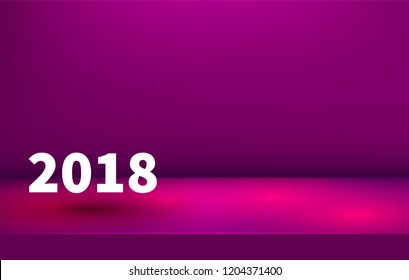 Studio table room. Product display with copy space. New year banner. 2018. Web banner background