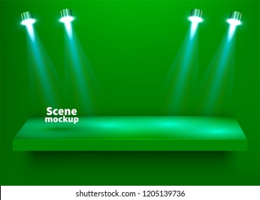 Studio table room. Product display with copy space. Web banner background.