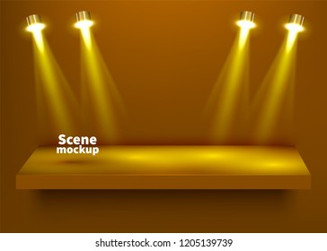 Studio table room. Product display with copy space. Web banner background.