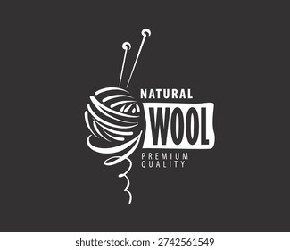 Studio yarn ball with knitting needles, compact workshop seal signaling smallscale production, quality control and artisanal threads