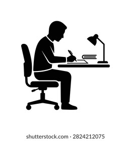 A studious individual engrossed in note-taking with focused lighting. Ideal for educational or productivity concepts.