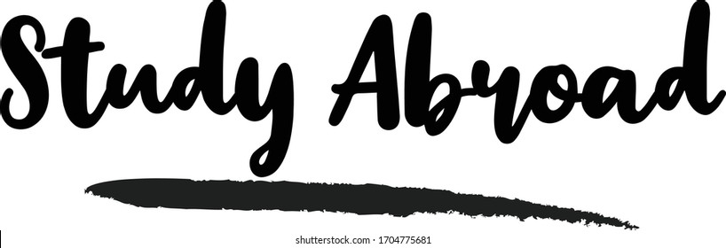 Study Abroad Calligraphy Handwritten Lettering for posters, cards design, T-Shirts. 